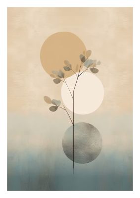 Minimalist Botanical Art with Circles and Branches