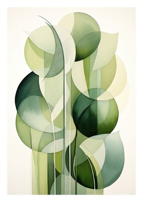 Contemporary Abstract Green Plant Art