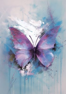 Vibrant Butterfly Art in Shades of Blue and Purple