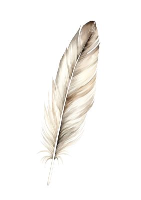 Detailed Feather Art in Soft Beige Tones