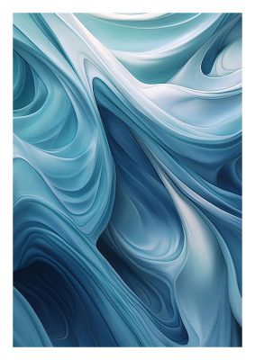 Soft blue and white fluid abstract art with smooth curves and flows