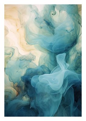 Dreamy blue and teal abstract art with soft flowing shapes