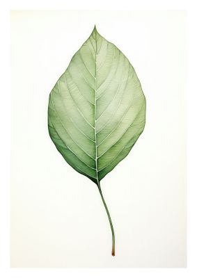 Minimalist leaf illustration with a single green leaf on white background